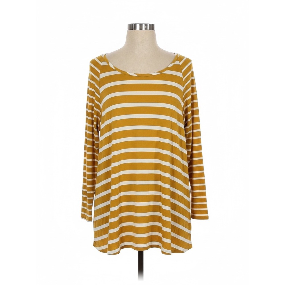 Matilda Jane Women Small Mustard Yellow Striped Long Sleeve Tunic Top S
